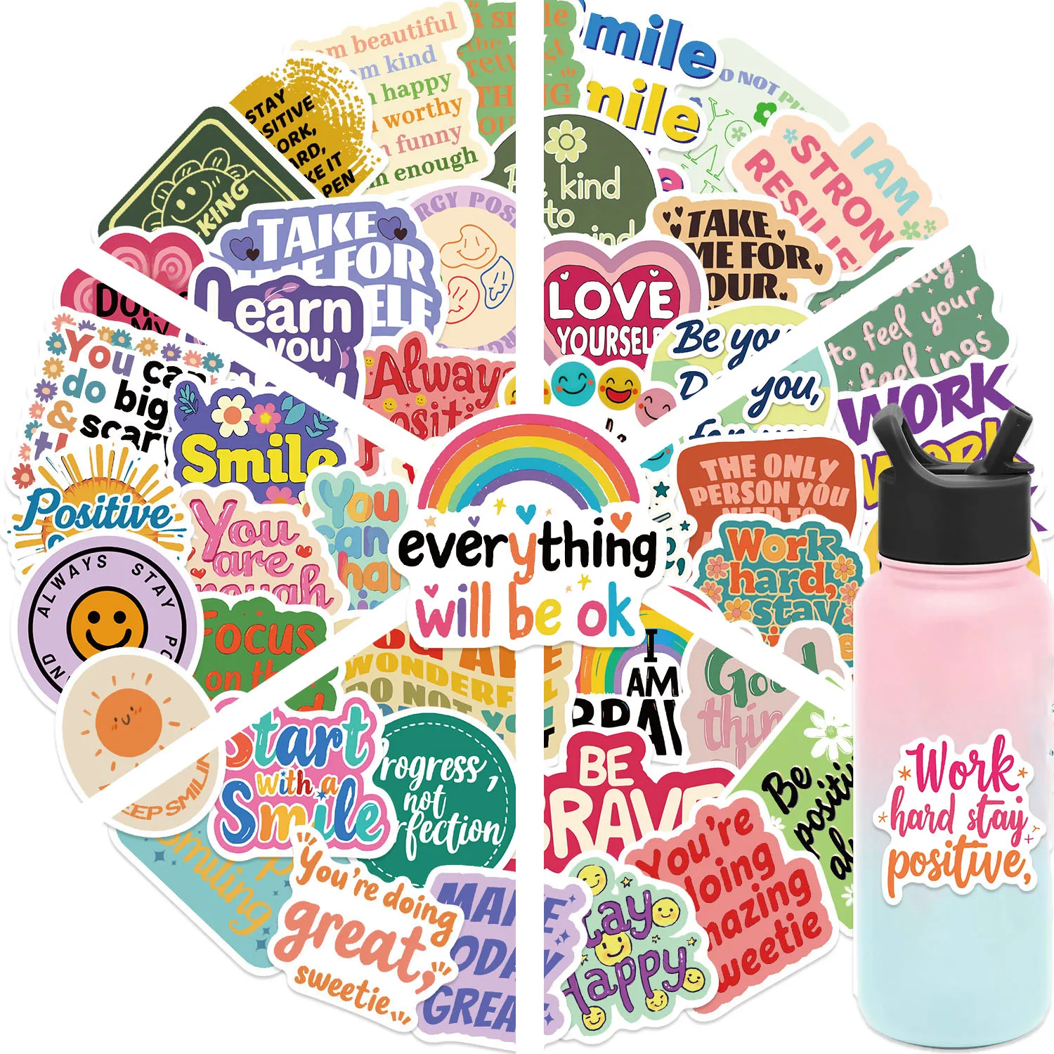 50/100개 긍정적인 격려 스티커 귀여운 스케이트보드 그래피티 데칼 여행가방 자전거 선물 전화기 자전거 스티커