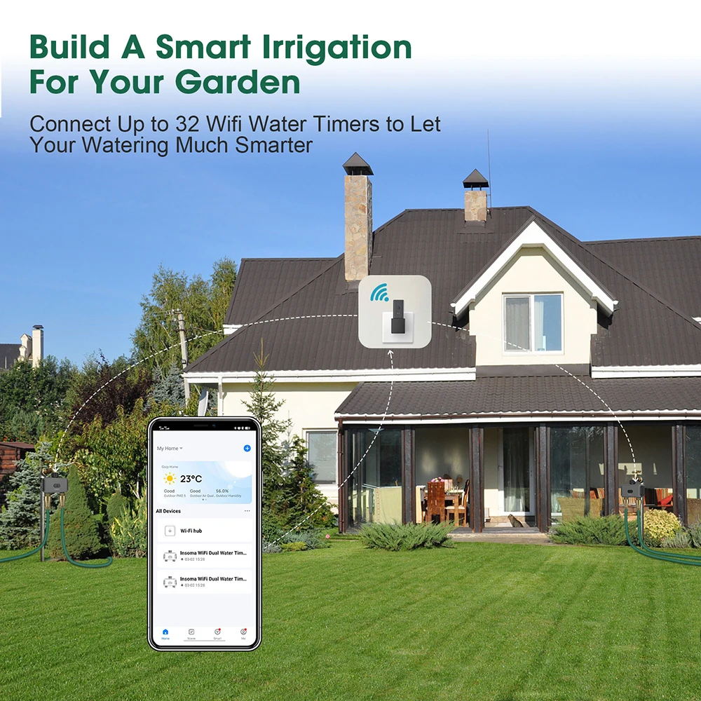 Tuya Smart Water Timer Zigbee/BT Automatic Irrigation Controller 2 Outlet Sprinkler Garden Watering System Support Alexa Google