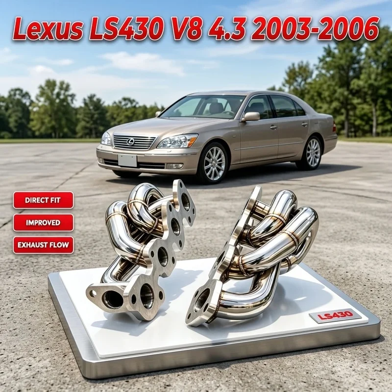 High-Flow 304SS Exhaust Manifold Header for Lexus LS430 4.3L V8 3UZ-FE 2003-2006 Performance Direct Fit