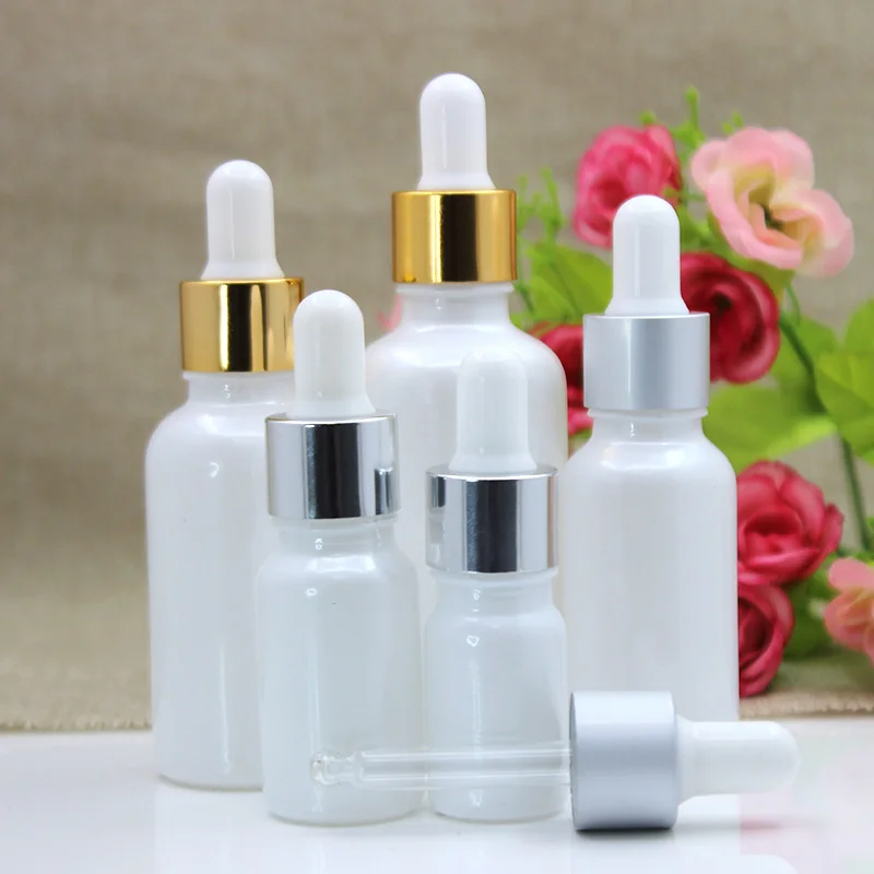 10ml pearl white glass dropper bottle toner water essence moisture liquid oil serum hyaluronic skin carecosmetic packaging