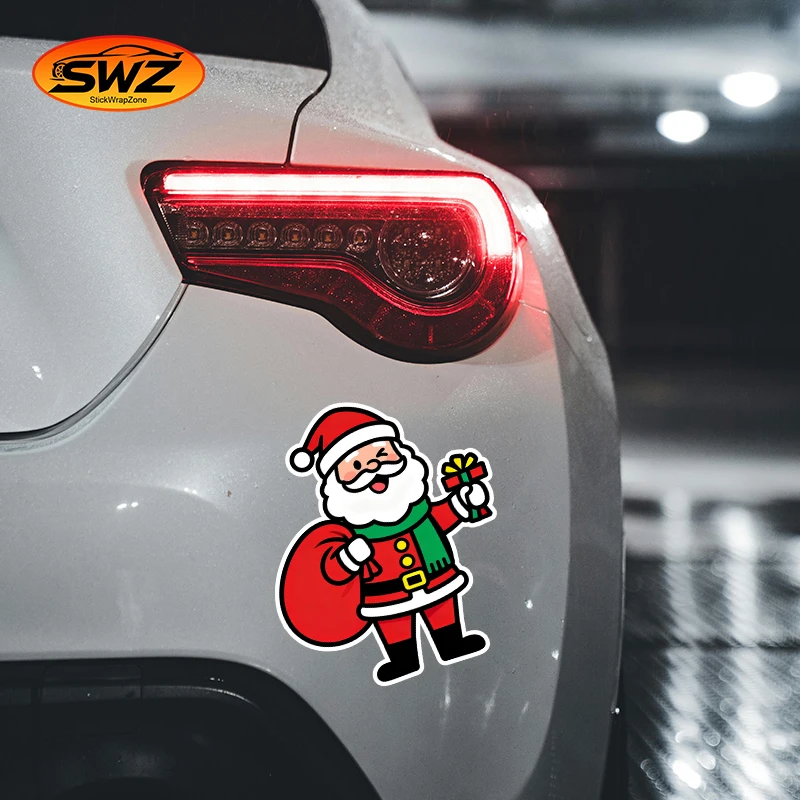 

Christmas Santa Scene Vinyl Car Sticker – Santa Claus, Reindeer Waterproof PVC Decal for Car Window, Wall & Laptop Decoration