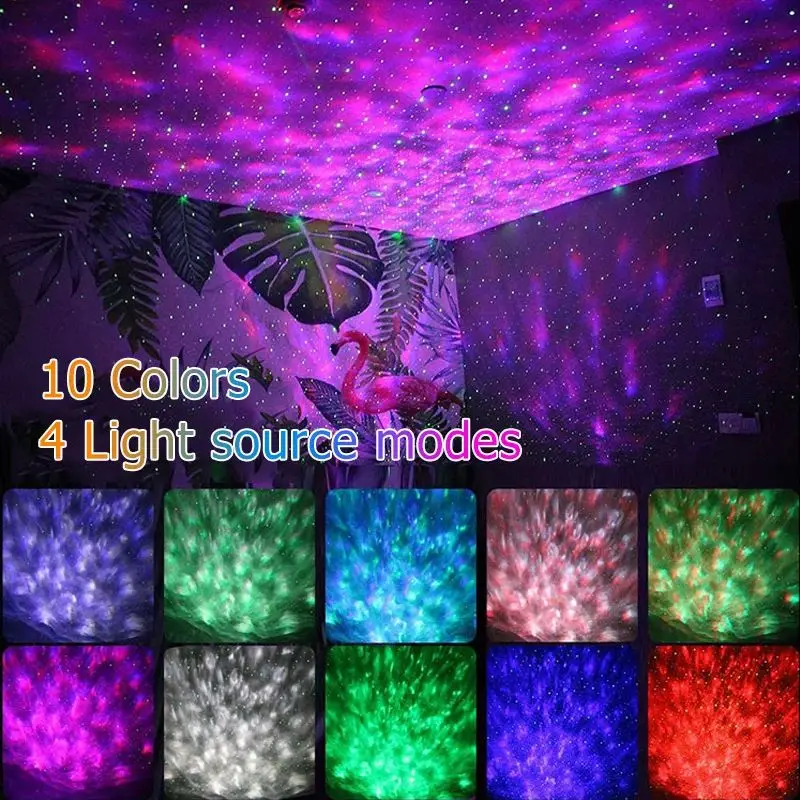 Galaxy Projection Night Light Bluetooth USB Music Player Atmosphere Light Water Wave Pattern Starry Sky Atmosphere Light