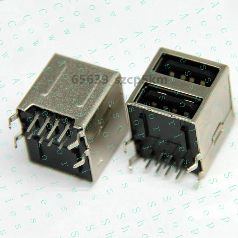 PP+ 10 pcs Dual USB Type-A Female 8 Pin Socket Connector Double All Inclusive