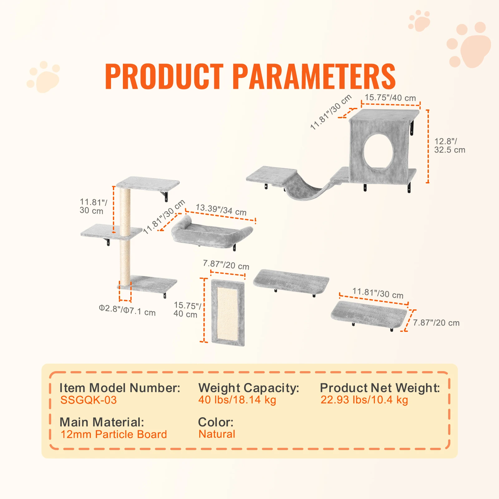 6-Piece Premium Wall Cat Playground 5