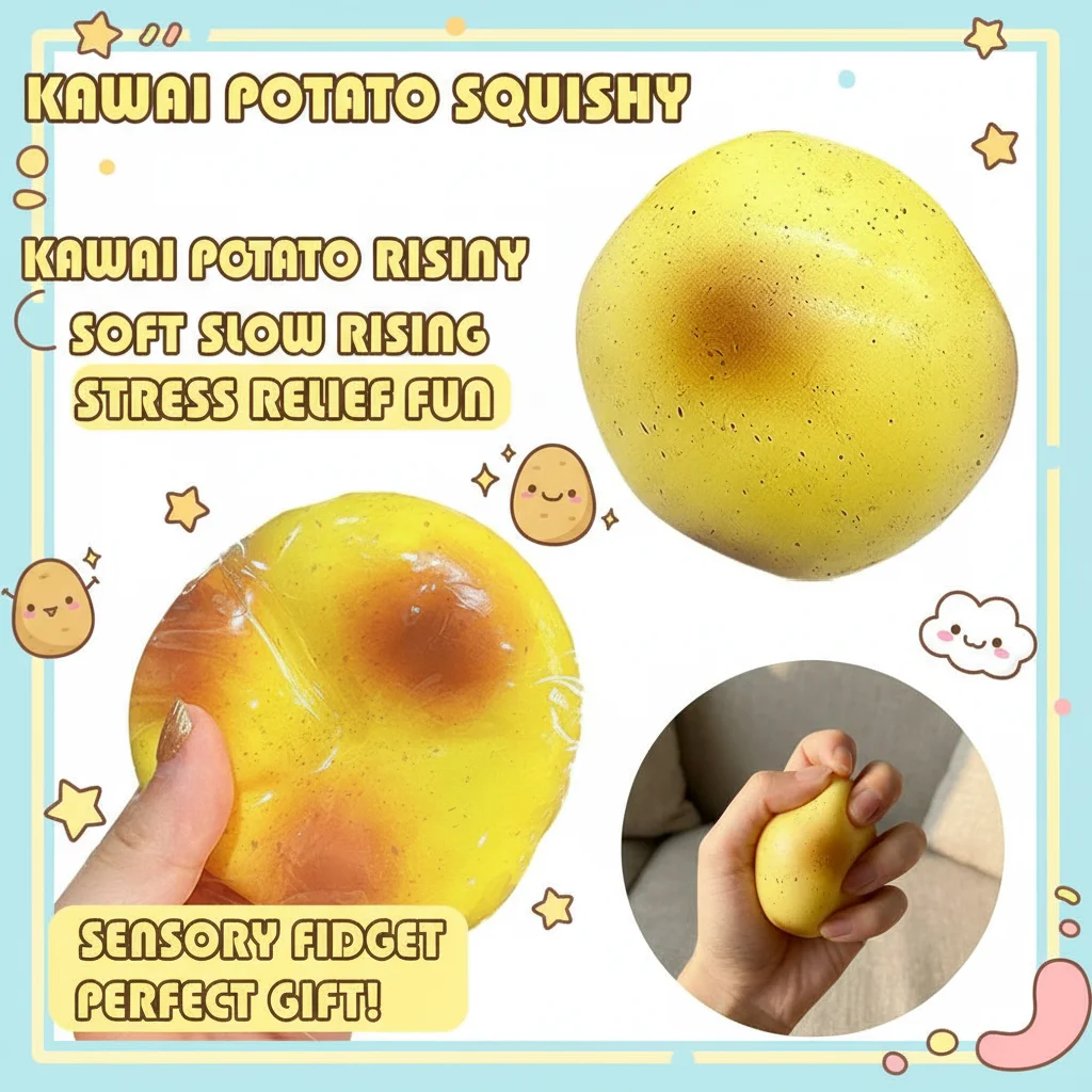 Kawaii Kartoffel Squishy Spielzeug Weich Langsam Aufsteigendes Quetsch-Stressabbau-Sensorik-Fidget-Spielzeug für Kinder Erwachsene Lustige Geburtstagsgeschenke