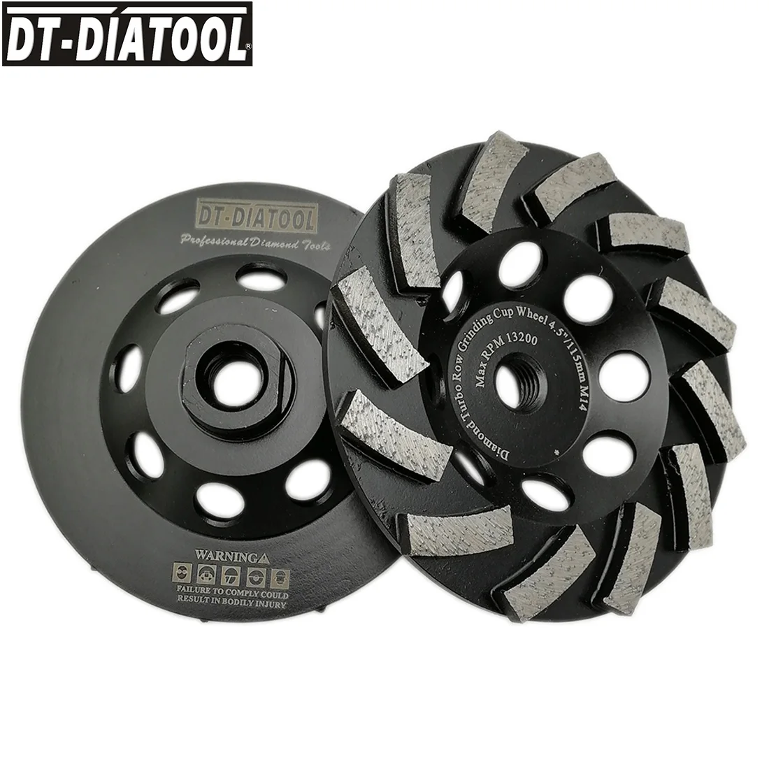 DT-DIATOOL Mola a tazza premium per calcestruzzo granito con disco abrasivo M14 o 5/8-11 filettatura diametro 100/115/125/180 mm