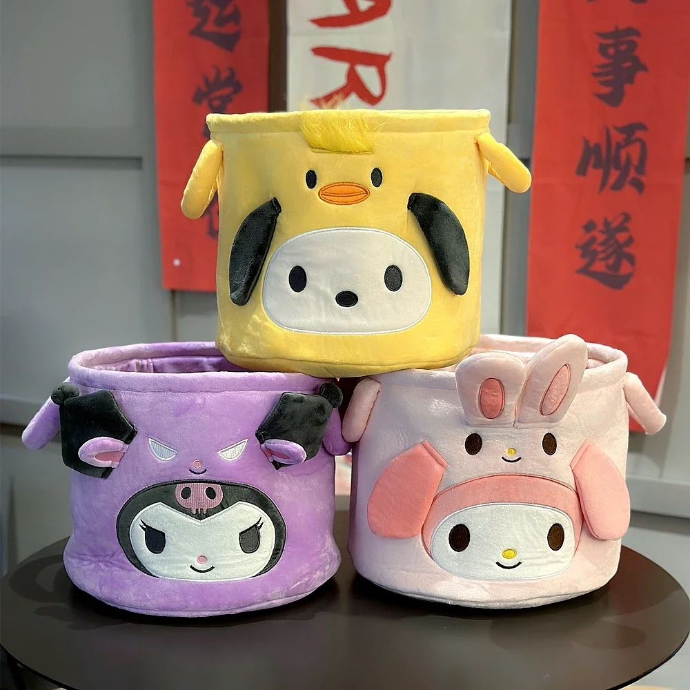 

Корзина для хранения аниме с героями мультфильмов Kuromi My Melody Stitch Cinnamoroll, плюшевое ведро для хранения, ящик для хранения автомобиля, складной домашний декор