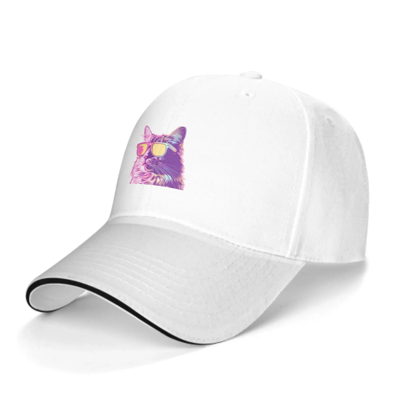 Vapor Wave Cat Baseball Cap Outdoor Sunhat Breathable Sports Cap Fishing Sunscreen Travel Casquette Couple Versatile Solid Color