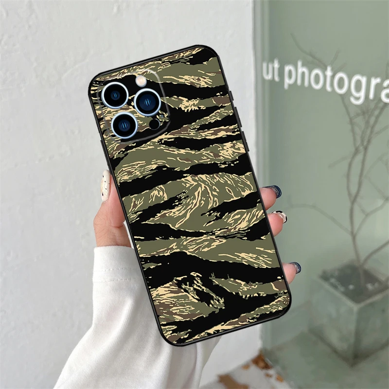 Humor Tiger Stripe Camo Camouflage Case For iPhone 14 Pro Max 11 Pro Max 12 13 Mini X XR XS Max Plus Phone Cover