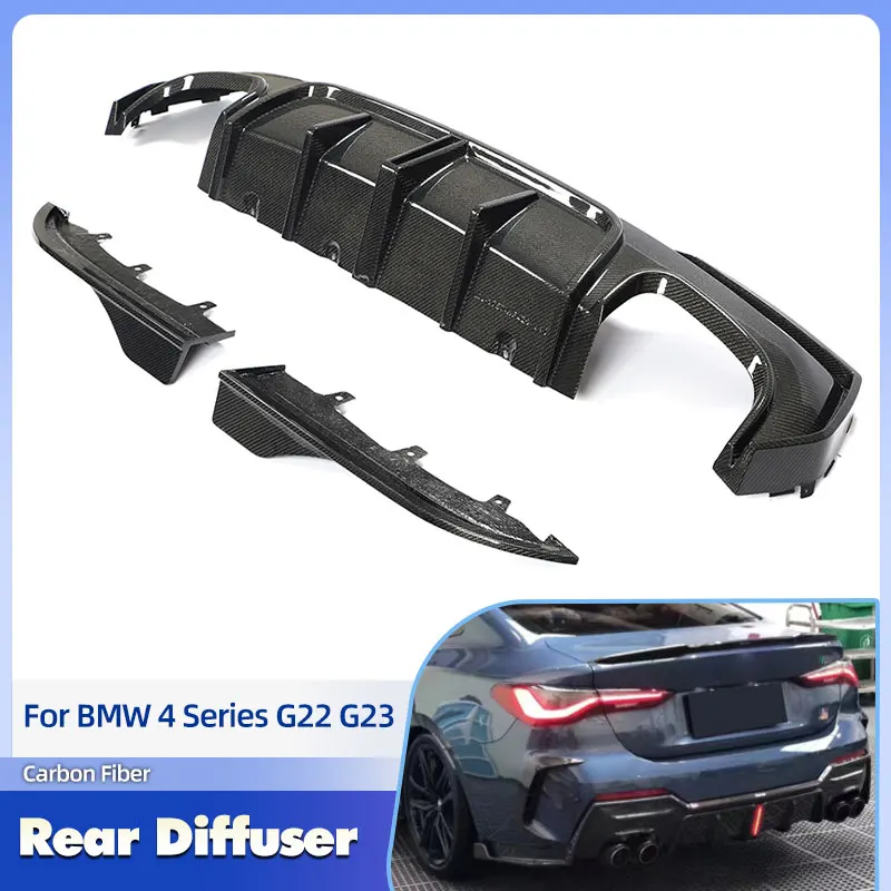Car Rear Bumper Diffuser Lip Spoiler Carbon Fiber for BMW 4 Series G22 G23 M440i 2020-2022 Rear Lip with Splitters Body Kits