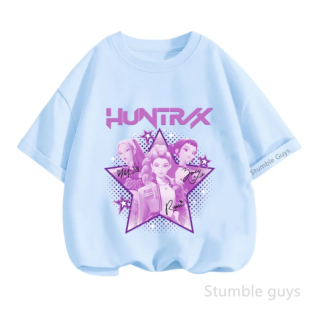 Letnia koszulka Kpop Demon Hunters dla dzieci z krótkim rękawem, codzienna, modna, chłopięca i dziewczęca, ubrania anime.