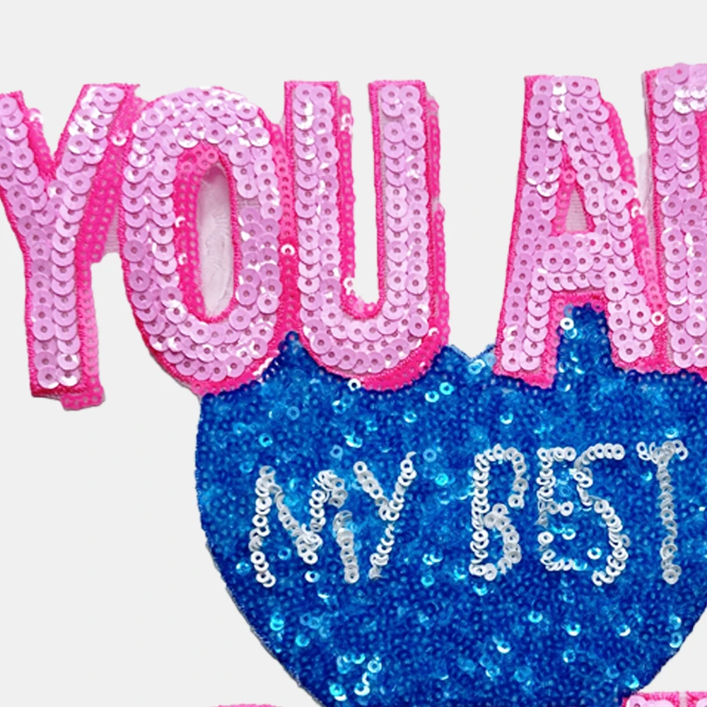 1 Piece 21*21.5 cm Sequined Letter Design Patch Fashion Shining Iron On Patch for Clothing DIY Accessories Back Adhesive