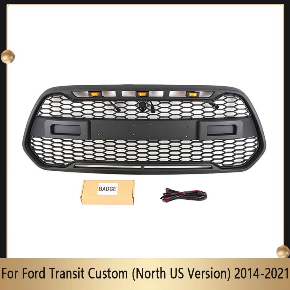 

Modified Grille For Ford Transit Custom (North US Version) 2014-2021 Racing Grills Abs Upper Grid Front Bumper Mesh Cover Grills