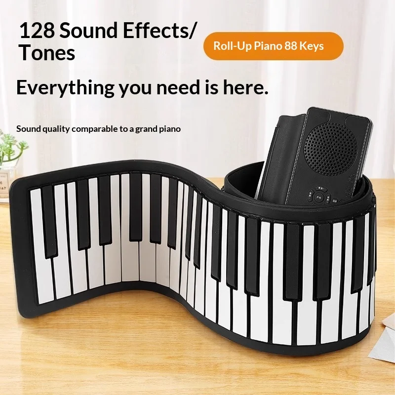 Hand Roll Electronic Piano Professional 88 Keys Silicone Thickened Beginner Home Practice Tool Folding Portable