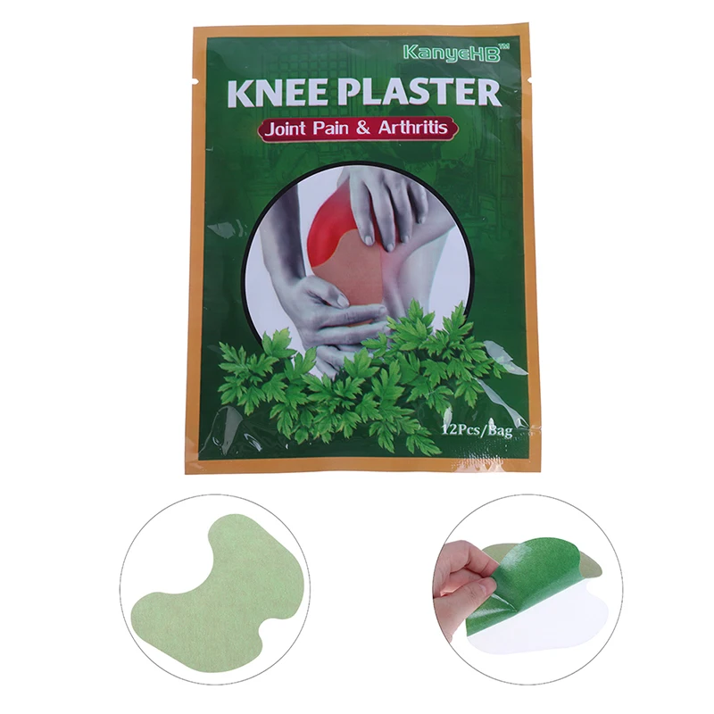 12Pcs Natural Wormwood Knee Pain Relief Patch Self-Heating Moxibustion Plaster