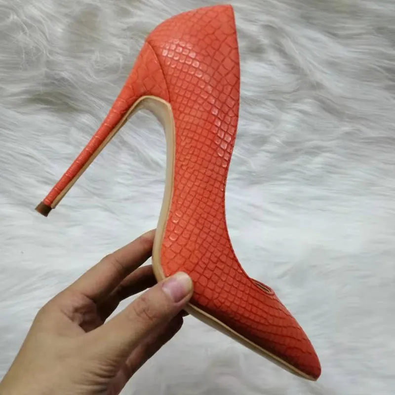 Spring and Autumn New Snake Pattern Light Mouth Pointed Head Thin Heel Sexy 12CM Super High Heel Women's Shoes