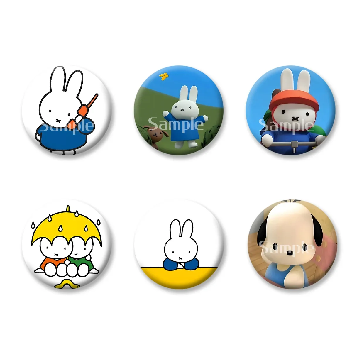 

Miffy Rabbit Cute Medal Flash Badge Keychains Makeup Mirror Fridge Magnet ACG Goods Anime Cartoon Peripherals Birthday Gift