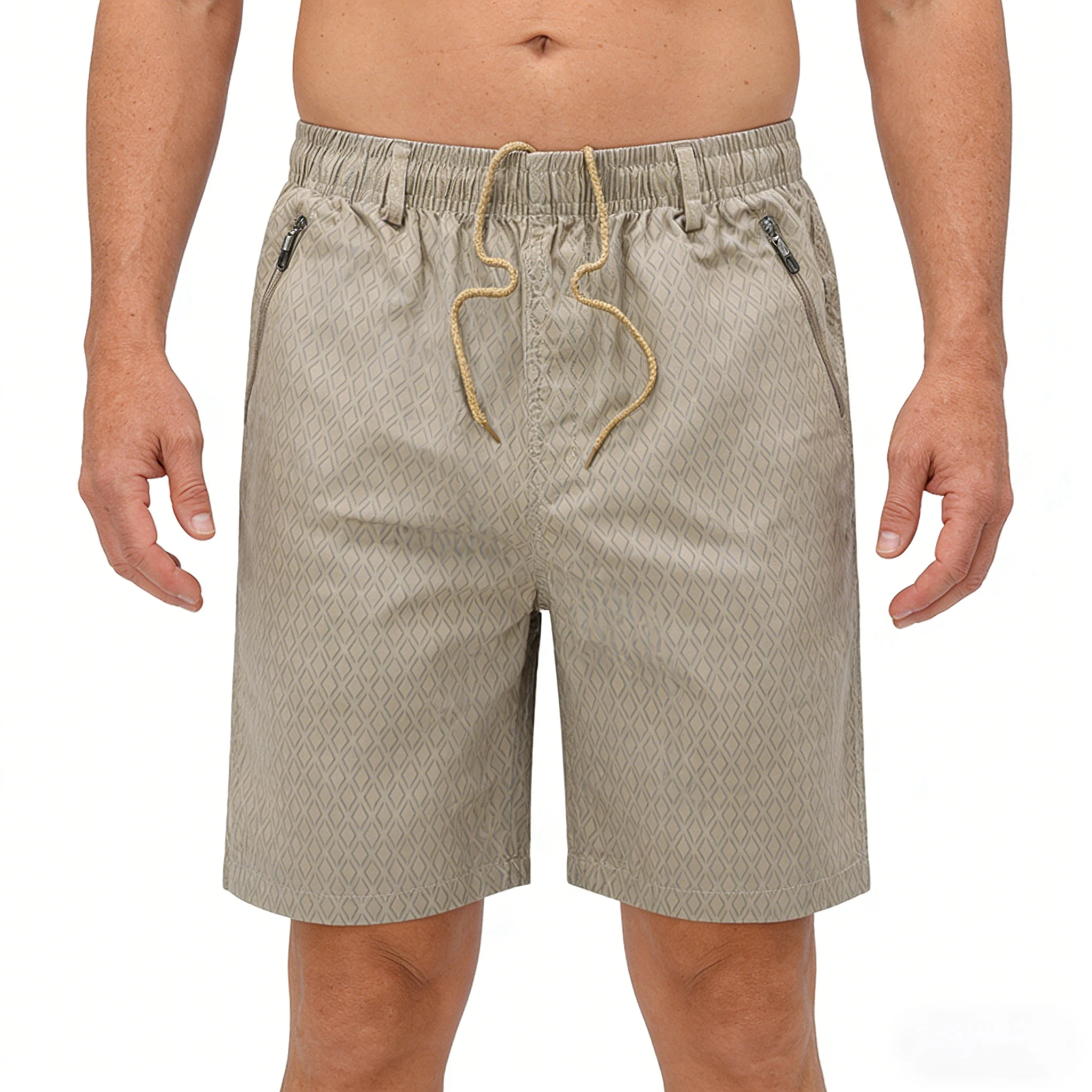 

Cotton Shorts Men's Lightweight Breathable Elastic Waist Drawstring Waist with Zipper Pockets Casual Summer Cargo Short Pants