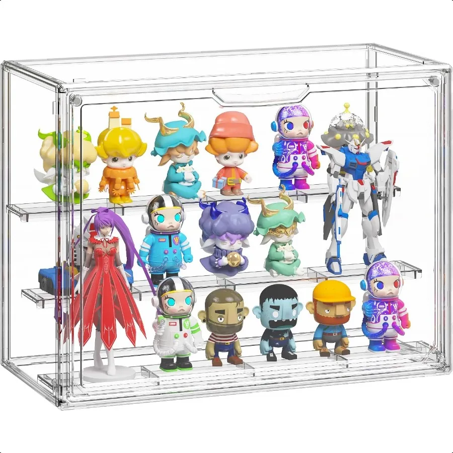

Clear Acrylic Display Case for Collectibles 3 Tier Adjustable Figure Display Case with Magnetic Door Stackable Acrylic Storage