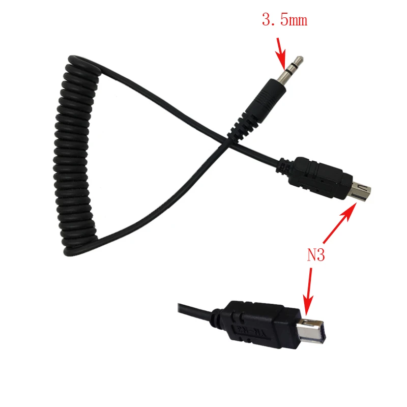 2.5-3.5mm Remote Shutter Release Cable Connecting Cord N1 N3 C1 C3 S2 For Nikon Pentax Canon  Sony