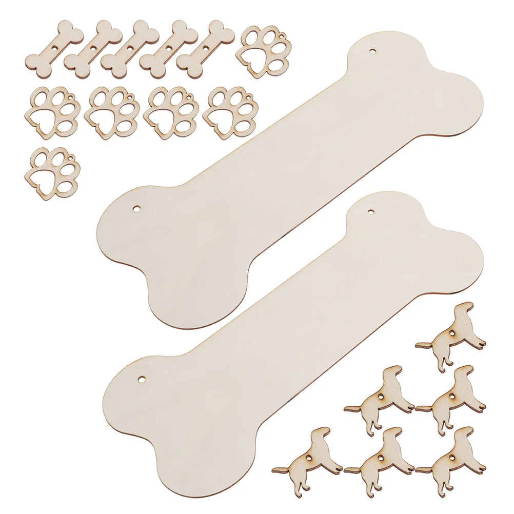 

40Pcs Wood Dog Bone Hangings Natural Wooden Embellishments Delicate DIY Materials Lovely Pendant for Creative Crafts