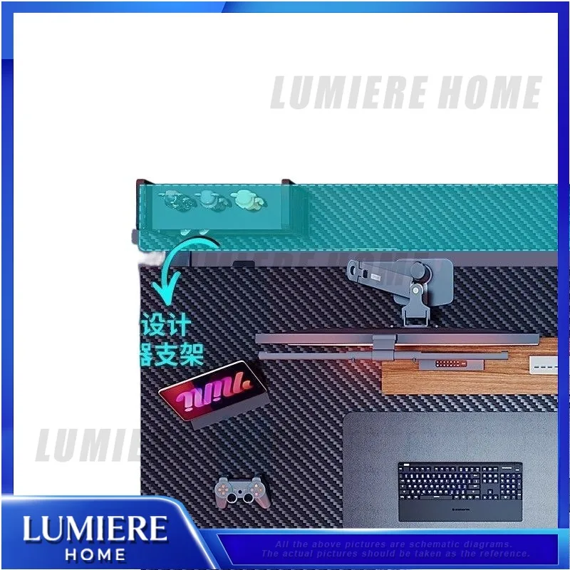 S3 مكتب الألعاب طاولة كمبيوتر مكتبية خشبية مع ذراع آلي من ألياف الكربون مكتب مكتب منزلي بسيط #4