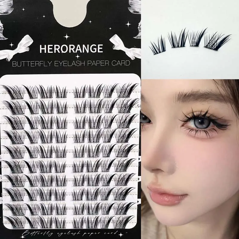 Herorange Pre Glued Fox Wing Cluster Lashes Segmented Natural Long Lasting Pure Desire Photo Makeup