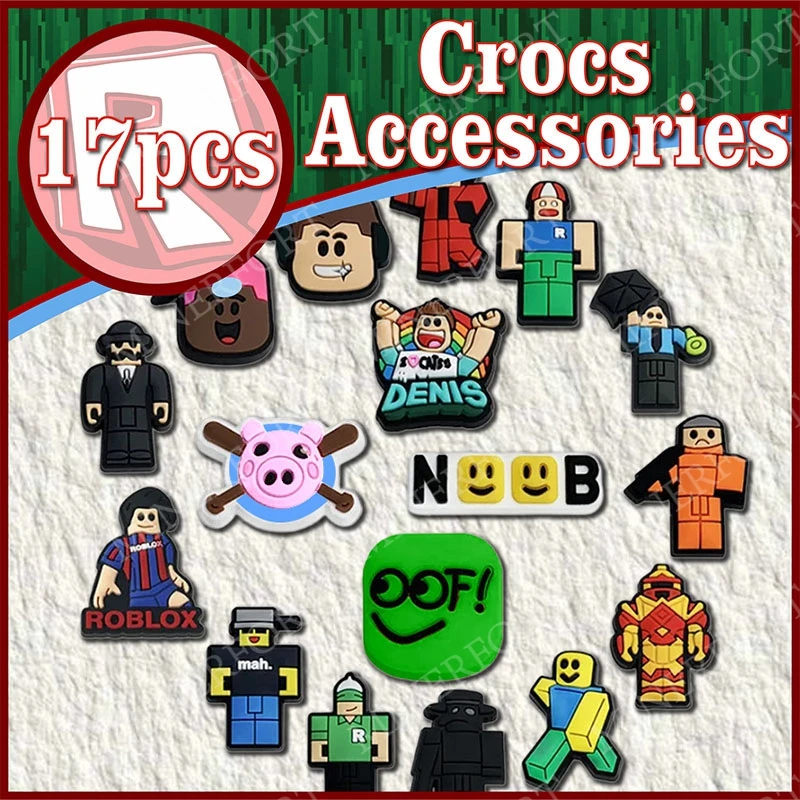 Robloxed Crocs Charms Cute Game Cartoon Detachable Shoe Decorations Suitable for Decorating Clogs Sandals Party Gift Idea Access