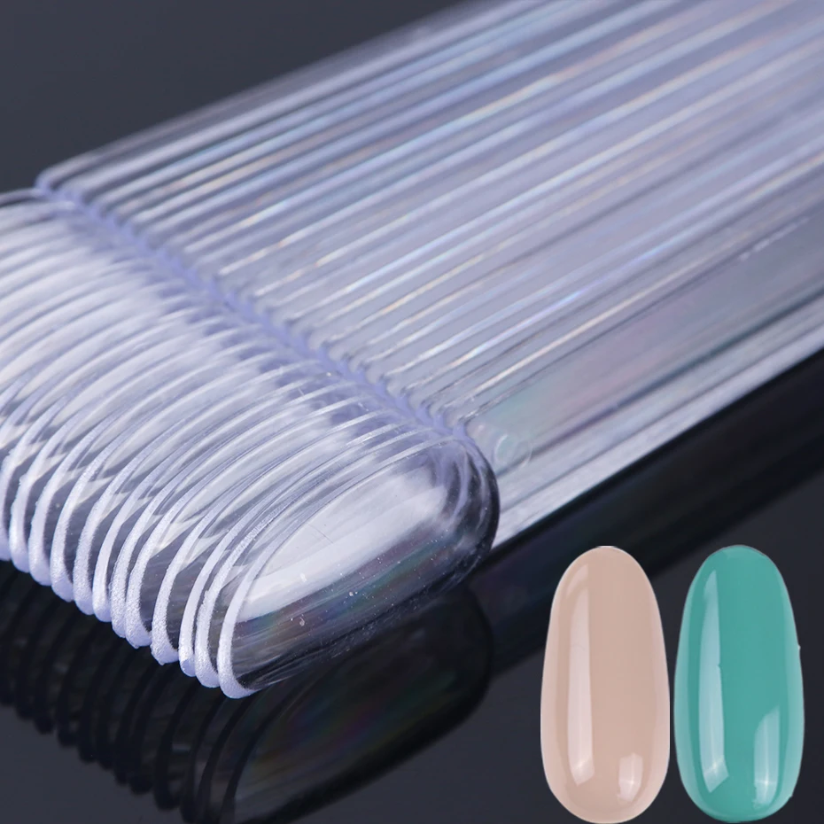 50pcs Tips de Exhibición para Uñas Falsas Transparentes Color Natural Tabla Oval Abanico Swatch de Gel Polish Paleta Práctica Herramientas de Manicura 5