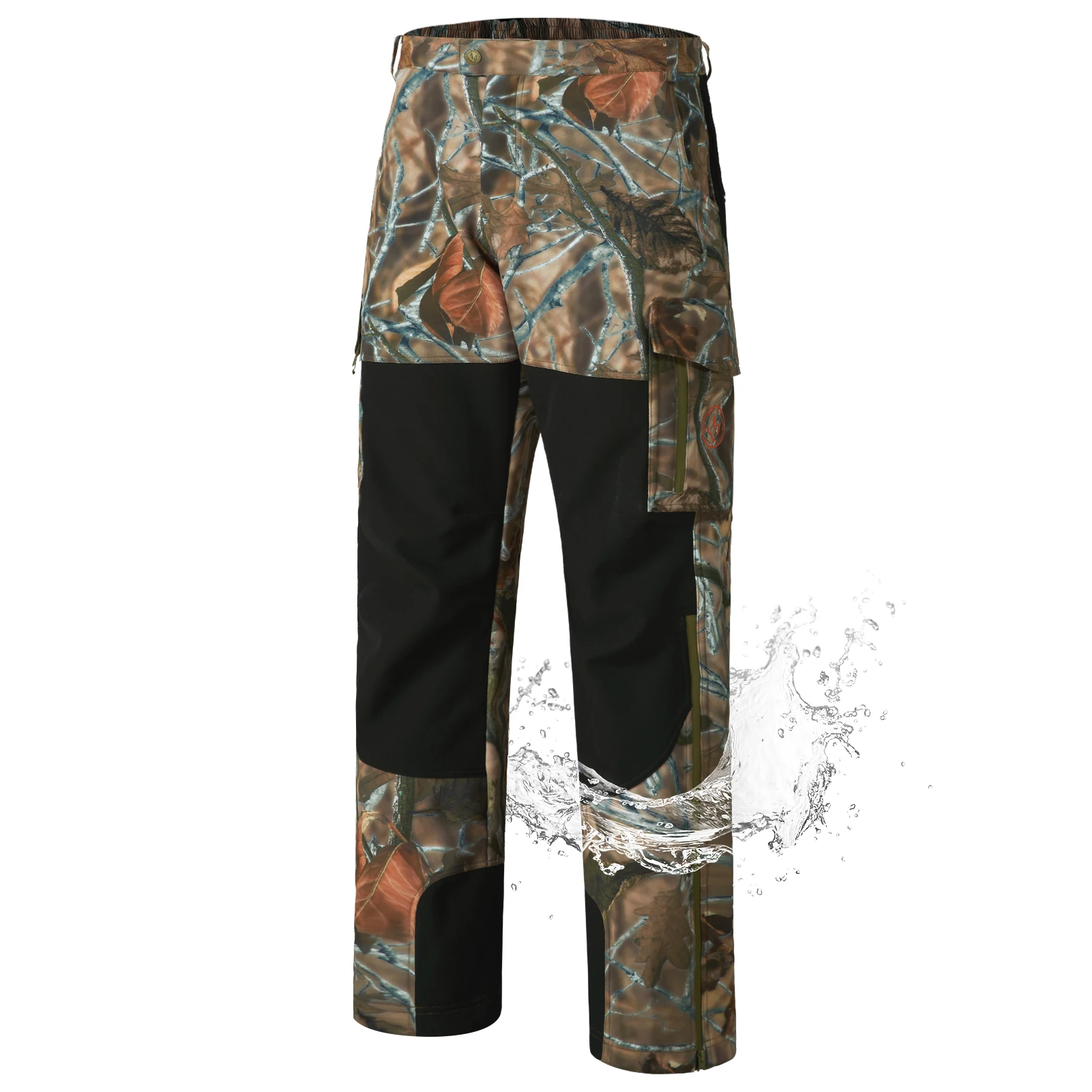 

BASSDASH Men Hunting Softshell Pants Splice Insulated Water Resistant Camo Fishing Tactical Reinforced Windproof Fleeced Pant