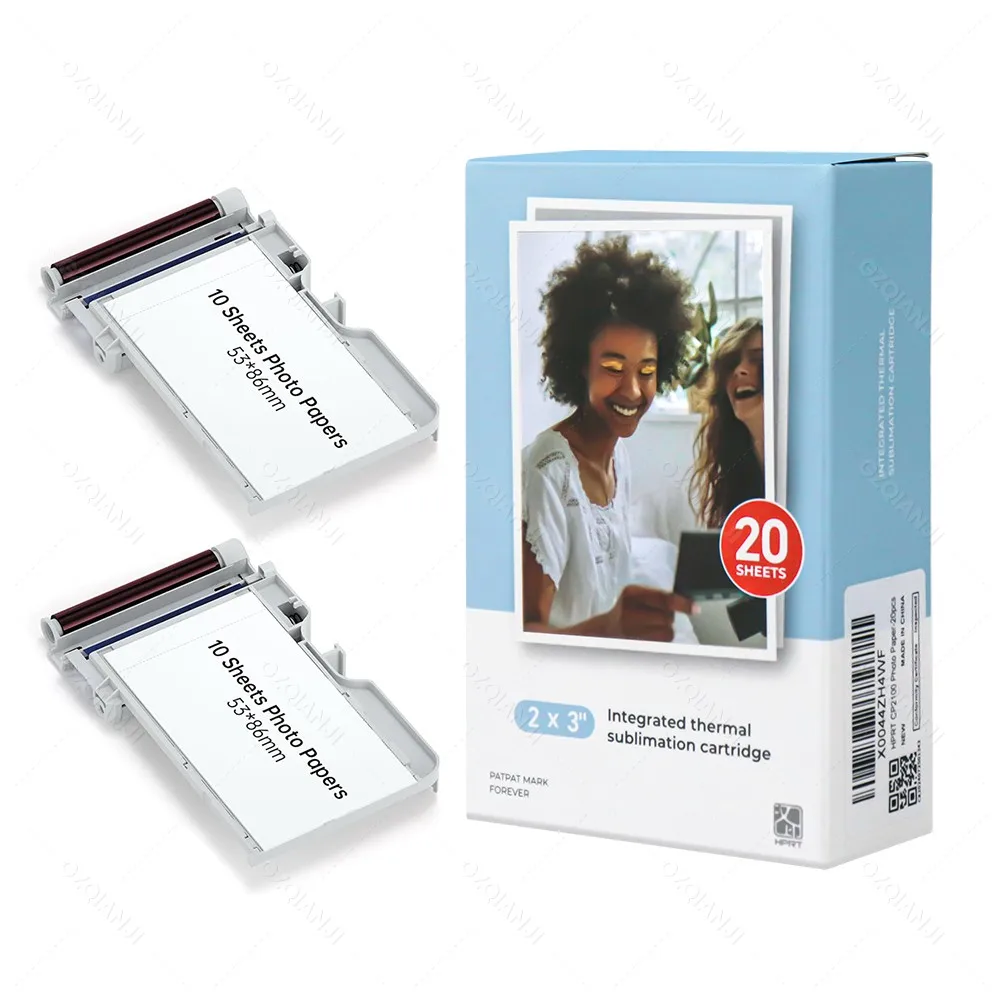 For HPRT CP2100 Color Thermal Transfer Photo Printer Paper 2x3'' 53x86mm 20sheets Picture Paper Ribbon Pack