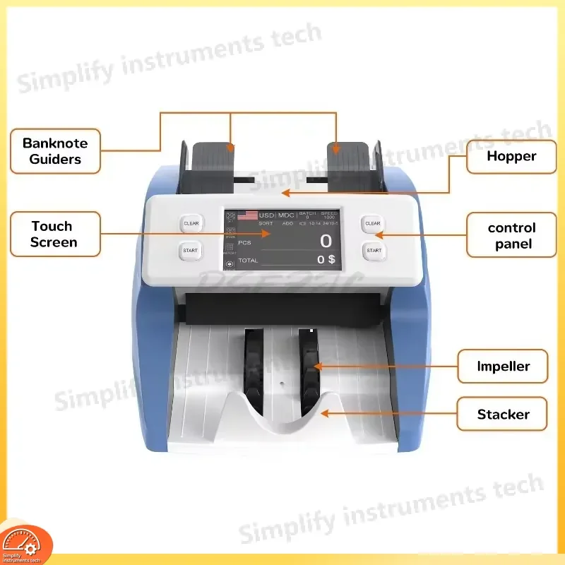 Portable Multi Currency Banknote Counter with Touch Screen for USD EUR GBP JPY CAD AUD CHF CNY MXN INR SGD MYR THB