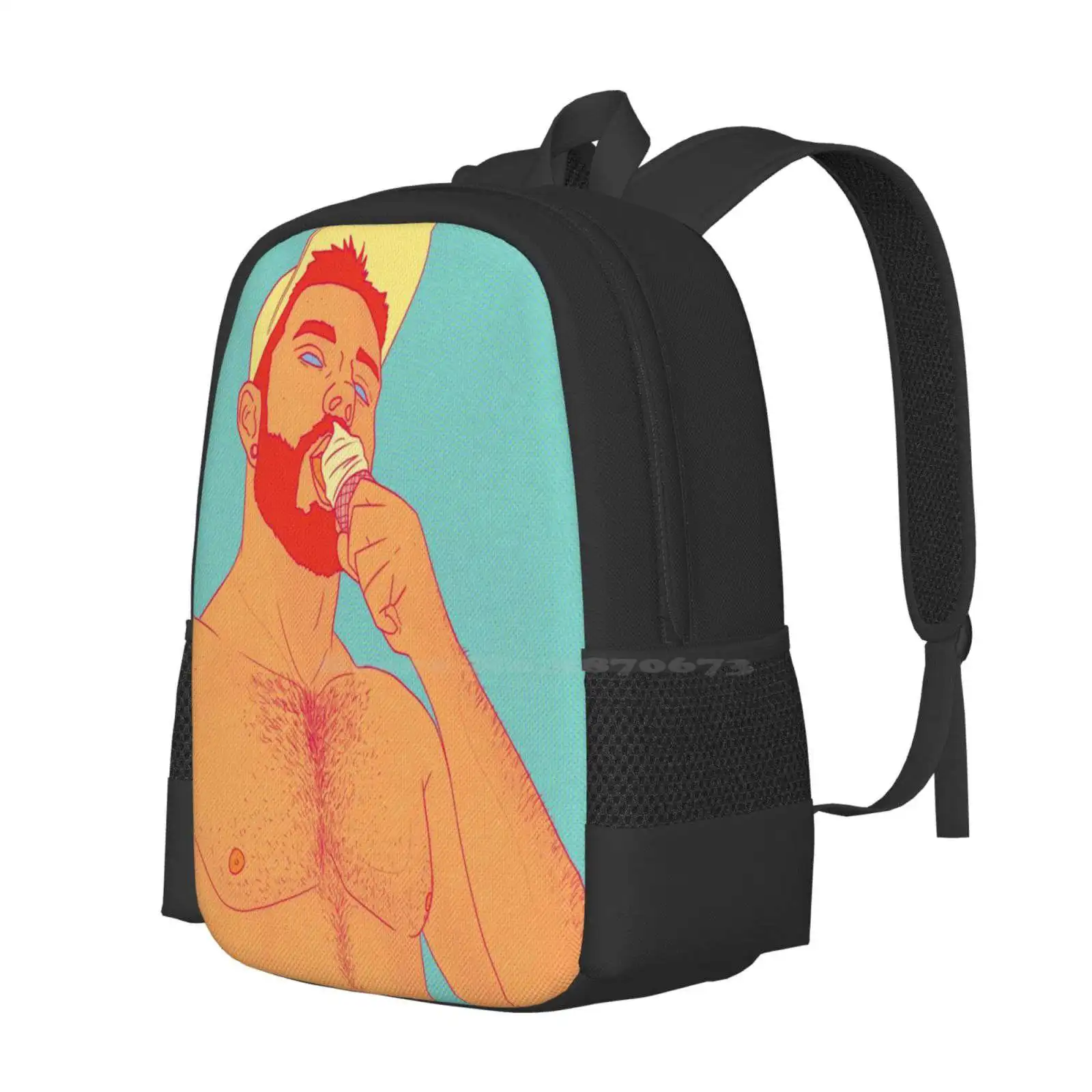 Summer Pattern Design Bag Student'S Backpack Summer Gay Man Men Muscle Bearded