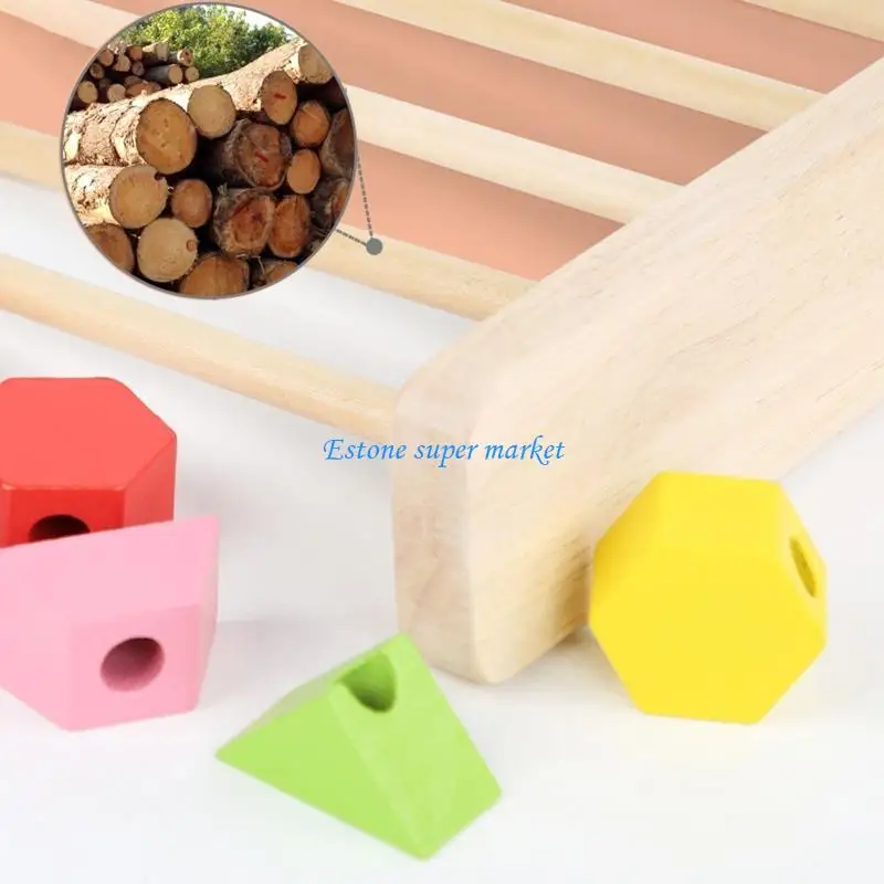 090B Hình học Stacking Puzzle Block Đồ chơi đính cườm cho bé Nhận thức về bộ đồ cầu vồng Đồ chơi hoạt động cho trẻ mẫu giáo