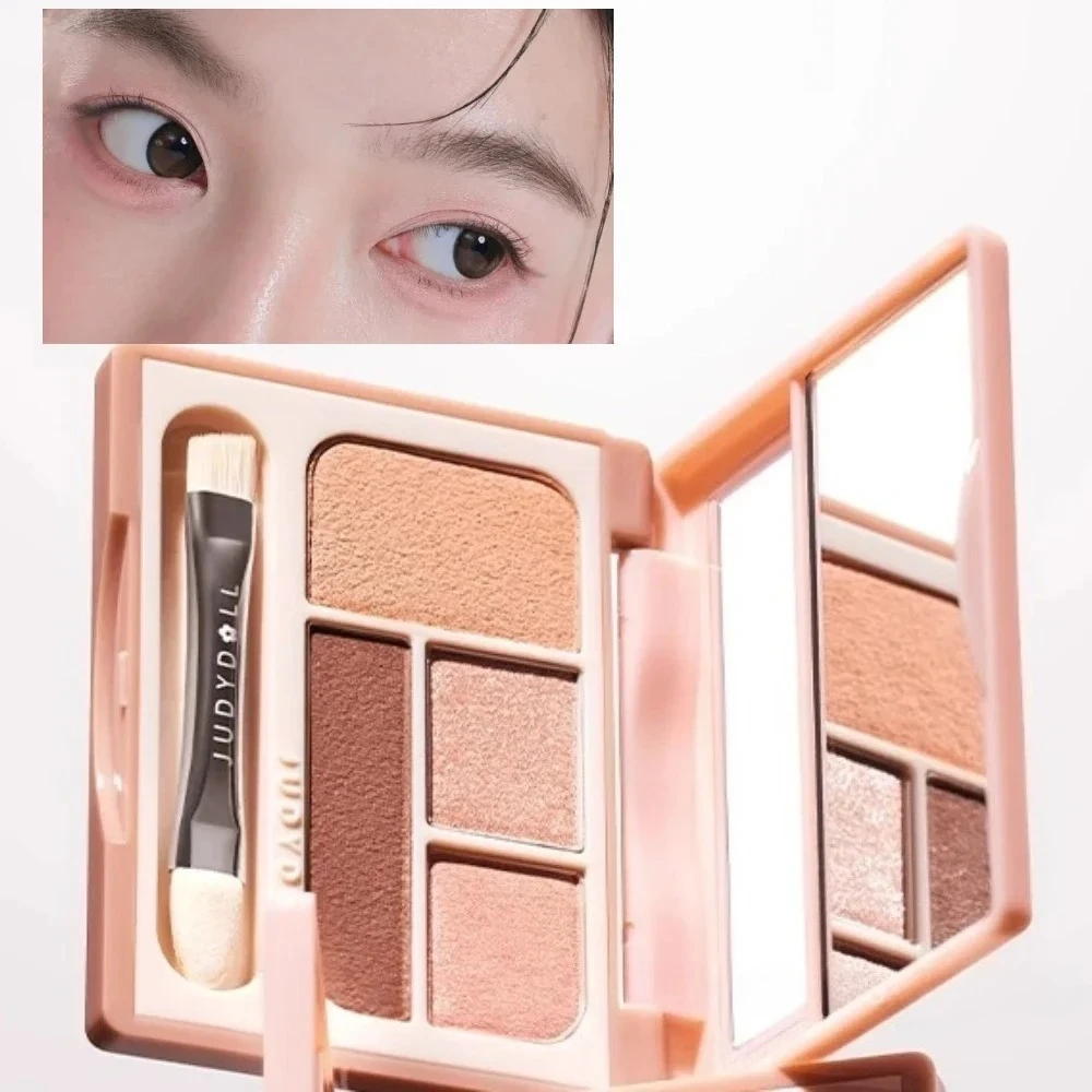 Judydoll 4-Farben-Lidschatten-Palette, Rouge, Eyeliner, Lidschatten, Highlight-Konturpalette, Seidenraupenplatte, Gesicht, Aufhellung, Make-up