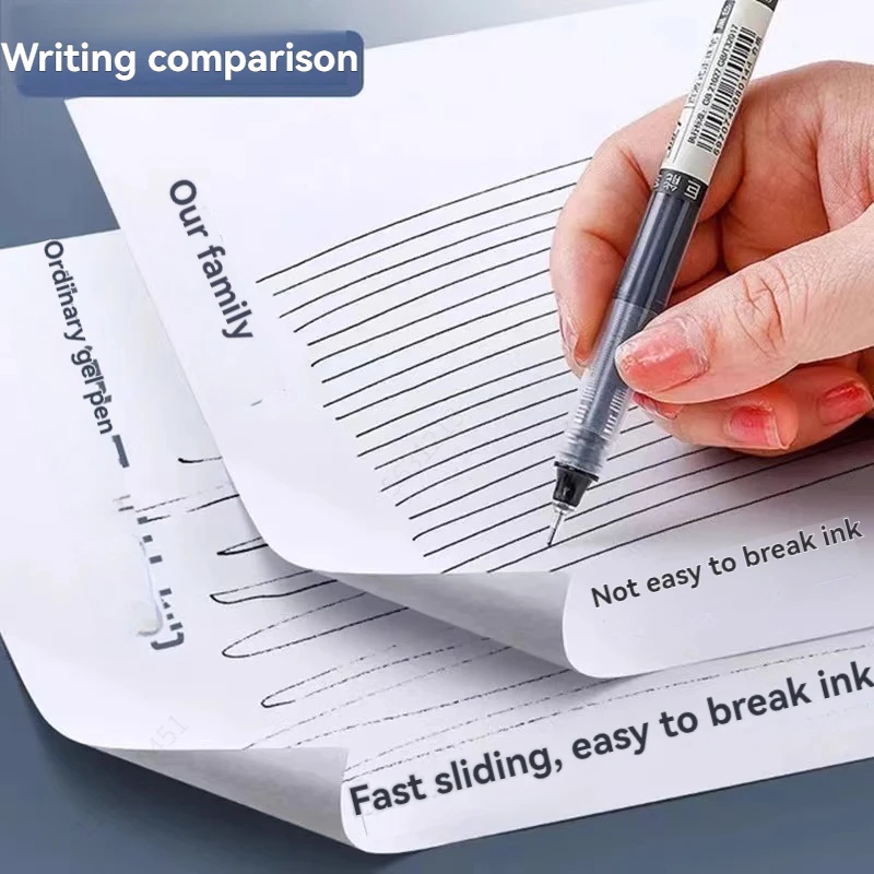 3-100 قطعة مستقيم الكرة السائلة القلم توقيع هلام القلم 0.5 مللي متر الحبر الأسود الأزرق مدرسة مكتب الكرة القلم اللوازم المكتبية المدرسية الكتابة