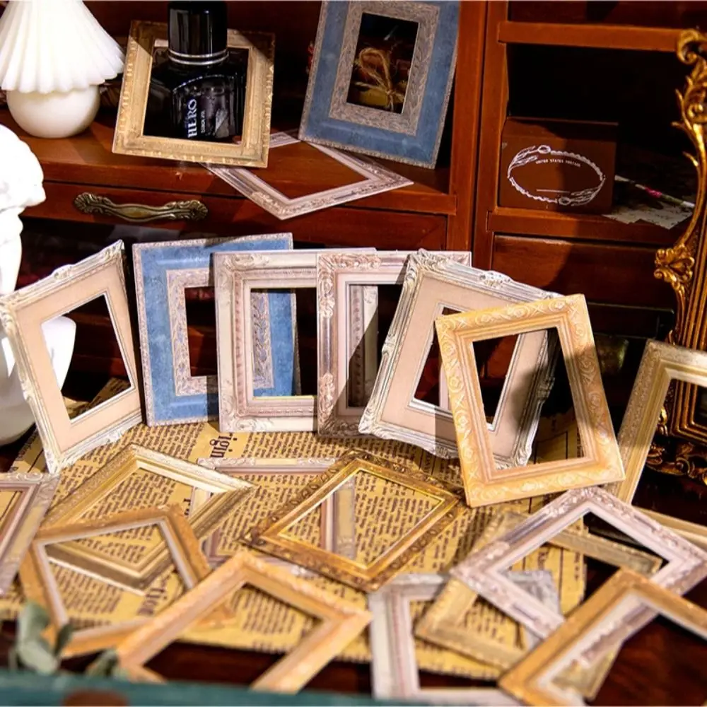Flower Decorative Cards Retro Picture Frame Stickers Cutout Frame Decor Hand Book Decoration Geometric DIY Photo Book