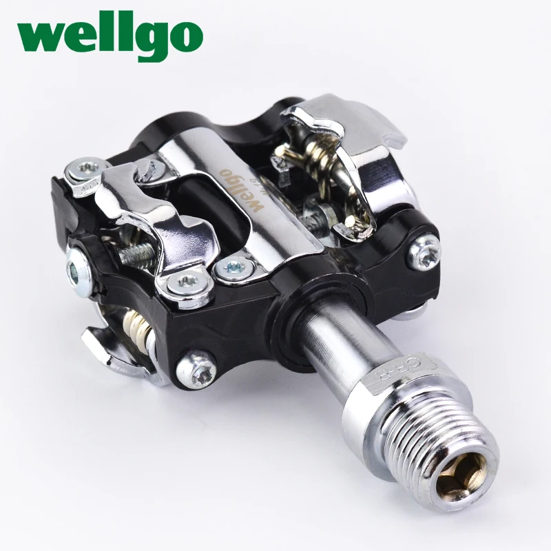 Wellgo WAM-M19 Aluminum Body Cr-Mo Spindle DU / Sealed Bearing Bicycle Pedal for MTB Road Bike with 98A Cleat Cycling Parts