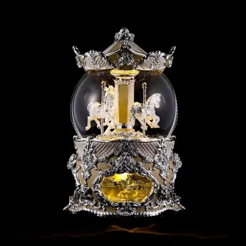 صندوق موسيقى كرة كريستال دائري هدية عيد ميلاد