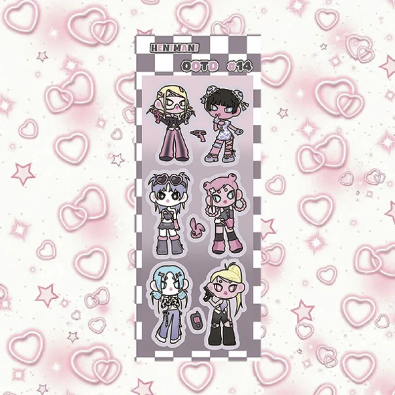 Korean Cartoon Cute Sweet Cool Character Bad Girl Stickers Hand Account Planner Diary Notebook Scrapbook DIY Decorative Stickers