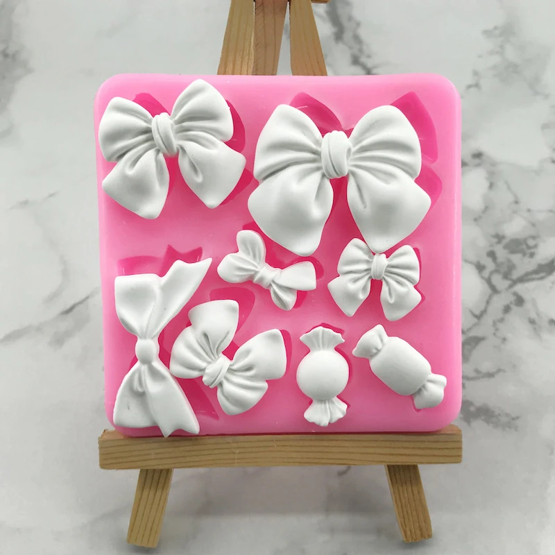 1 Piece, Bow Shaped Flip Candy Chocolate Silicone Mold, Baked Homemade Cake Decoration Accessories, Drip Glue Mold DROPSHIPPING