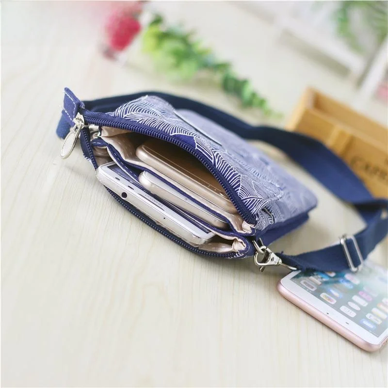 Summer Women's Crossbody Phone Bag Five Layers New Korean Style Sweet Lady Coin Purse Cloth Art Versatile Crossbody Phone Bag