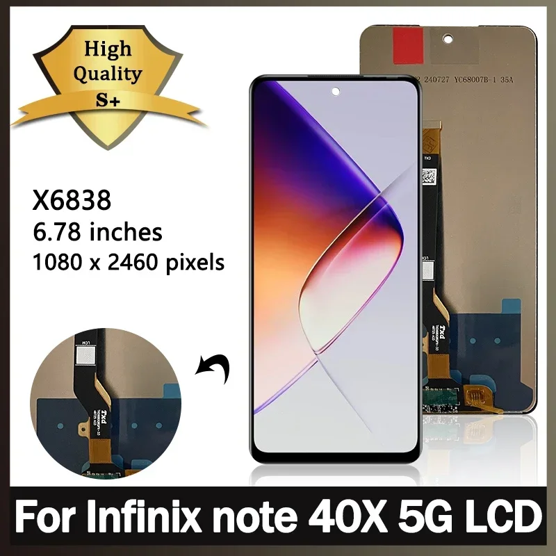 

6,78-дюймовый новый ЖК-дисплей для Infinix Note 40X 5G с дигитайзером сенсорного экрана в сборе для Infinix Note 40X 5G X6838 Дисплей