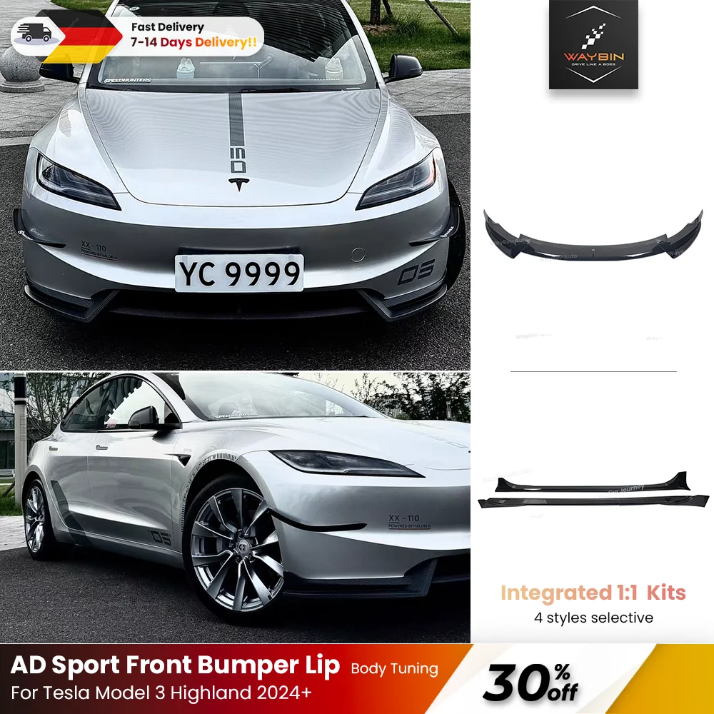 Für Tesla Model 3 Highland AD Frontspoiler - Karosserie-Kit Stoßstange mit Heckspoiler Seitenschweller Original Auto-Zubehör