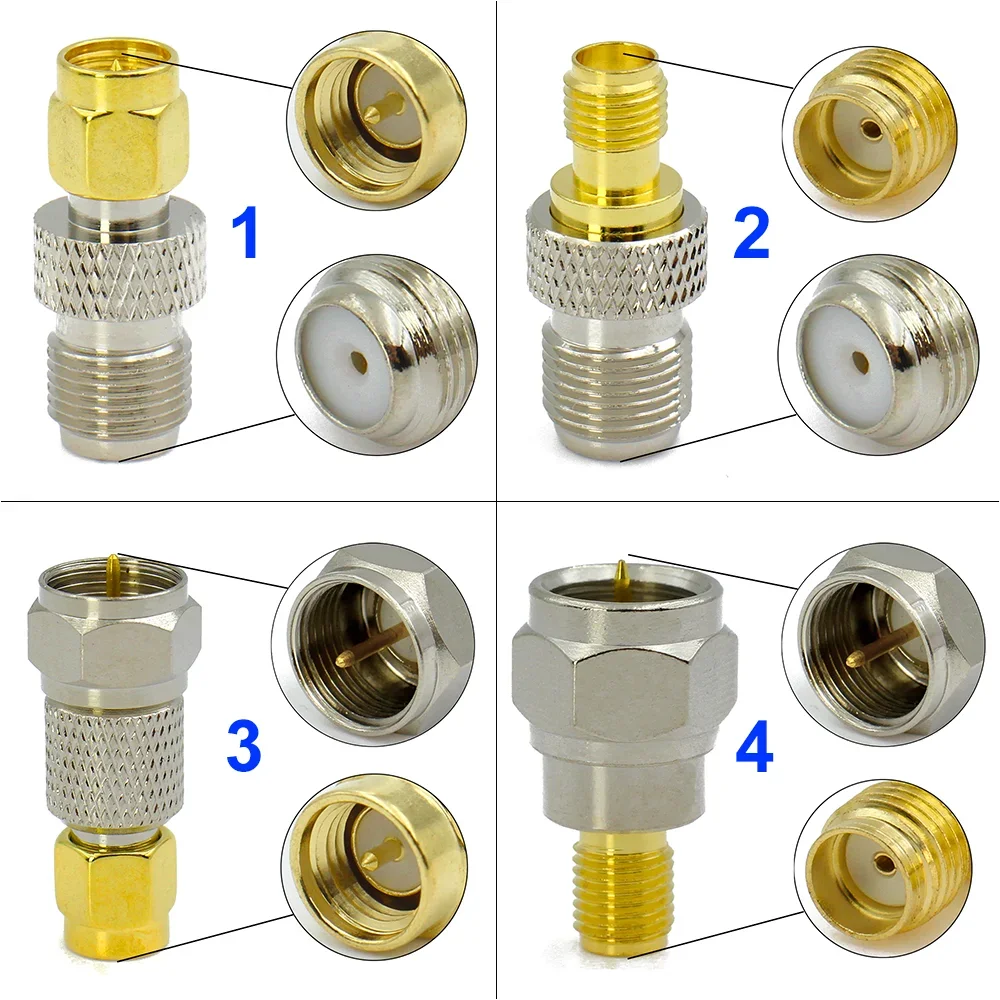 

2pcs Connector SMA to F RF coaxial coax adapter F Type Female Jack to SMA Male Plug Straight Connector High Quality