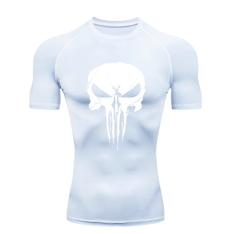 Skull 2026 Men's Sports T-shirt Training Fitness Compression Workout T-Shirt Gym T-shirts Rashguard Sports Men's Athletic Tees