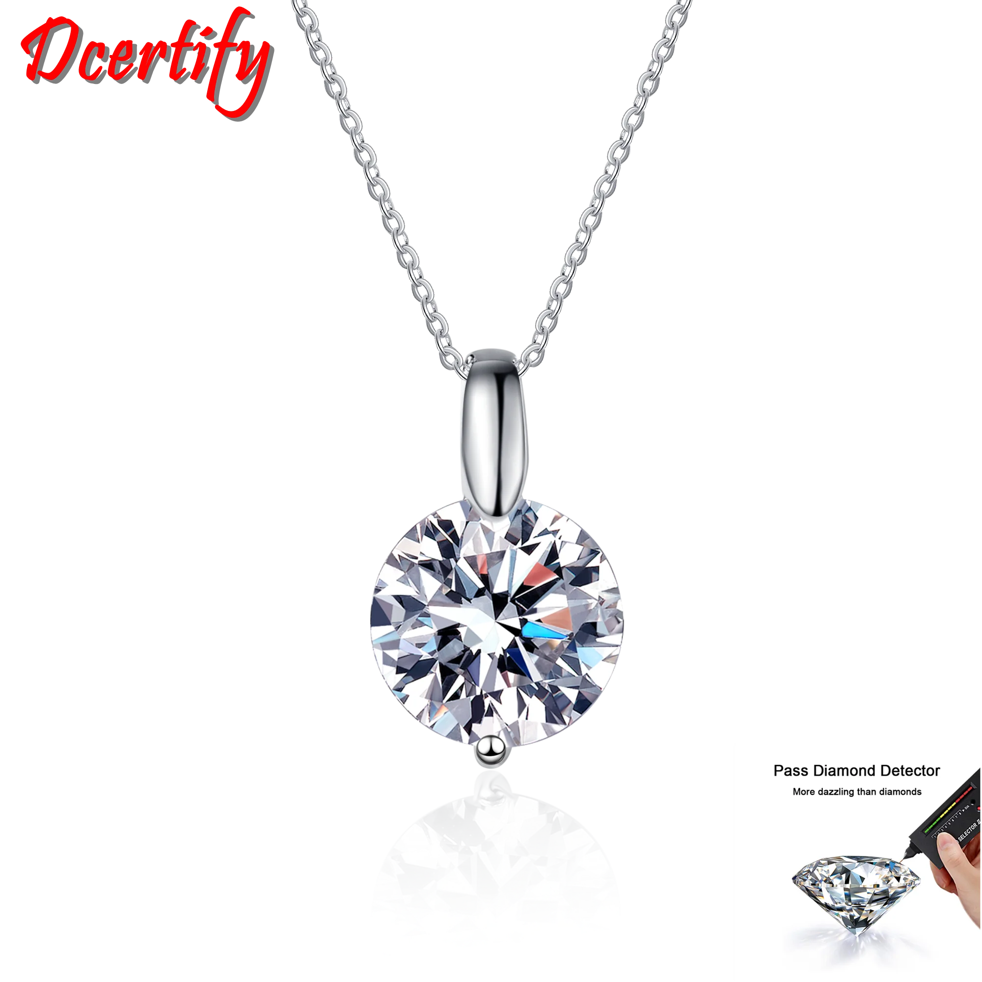 

1-3CT Round Solitaire Moissanite Pendan Necklace for Women Classic 10K White Gold Necklace Popular Party Accessories Beautiful