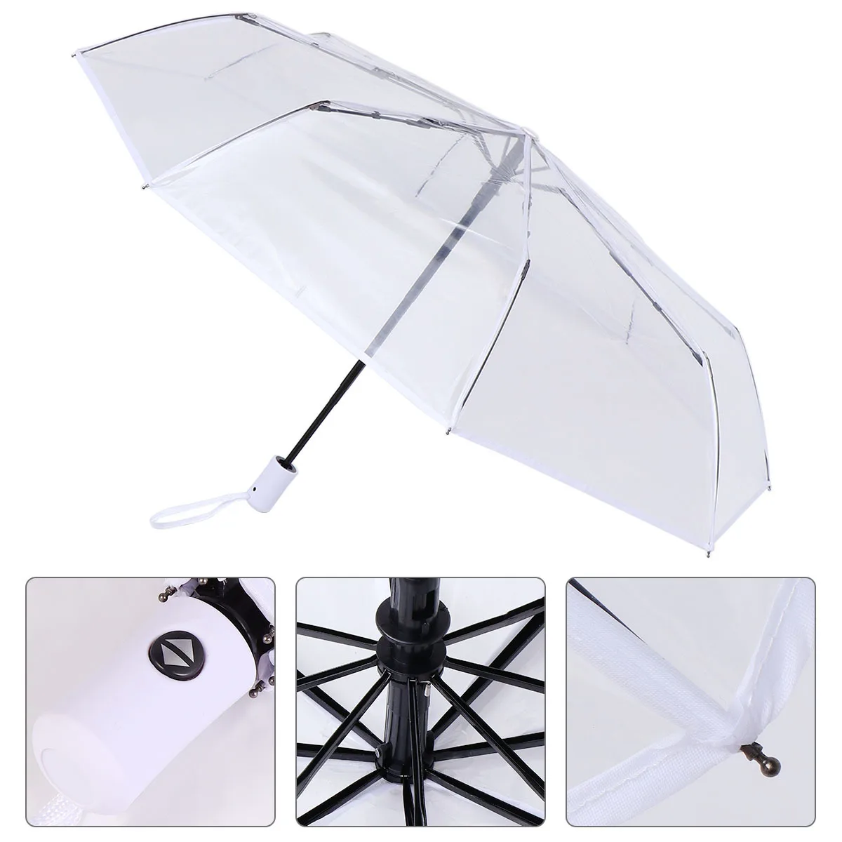 

Автоматический складной прозрачный зонт (3 сложения), водонепроницаемый, быстросохнущий, портативный, для путешествий и защиты от дождя (1 шт.)
