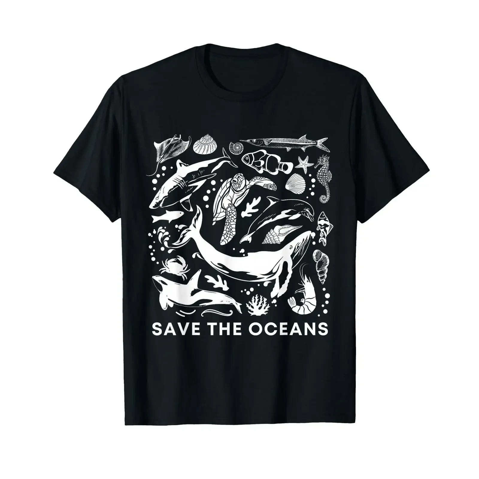 Save the Oceans Whale Turtle Orca Climate change sea lover T Shirt vintage Washed Casual Stylish Top For Everyday Wear