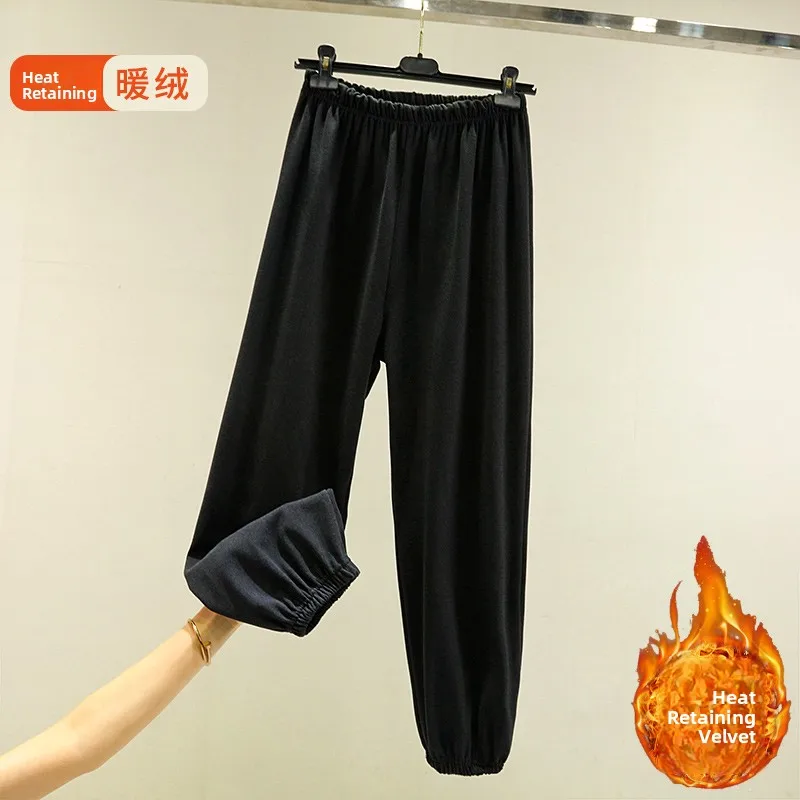 Spodnie damskie plus size na jesień i zimę, ciepłe, wiatroodporne, luźne, z wysokim stanem, wygodne, z wywiniętymi nogawkami, sportowe, z wysokim stanem, długie...